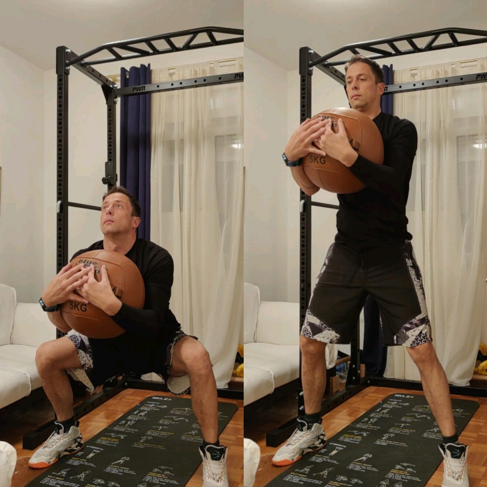 wall ball squats